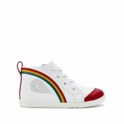 Bobux I-Walk Alley-Oop Boot Rainbow Red -Happy Little Soles Shop i walk alley oop boot rainbow red