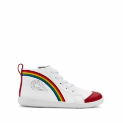 Bobux Kid+ Alley-Oop Boot Rainbow Red -Happy Little Soles Shop kid alley oop boot rainbow red